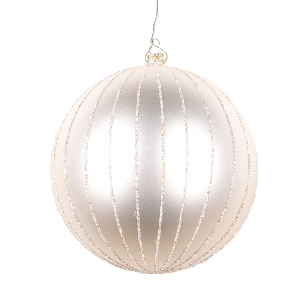 5 Inch Oat Matte Glitter Round Christmas Ball Ornament Shatterproof