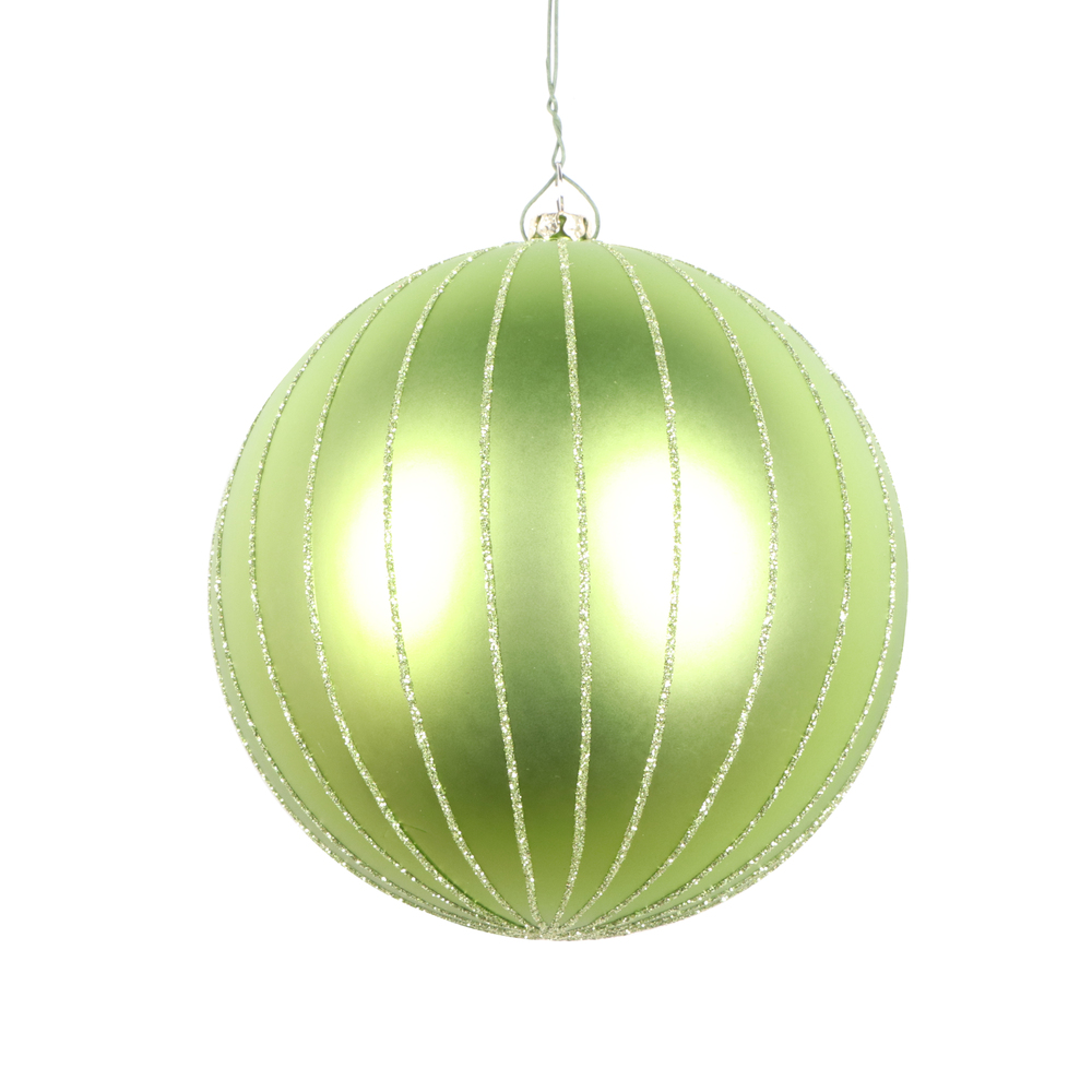 5 Inch Celadon Matte Glitter Round Christmas Ball Ornament Shatterproof