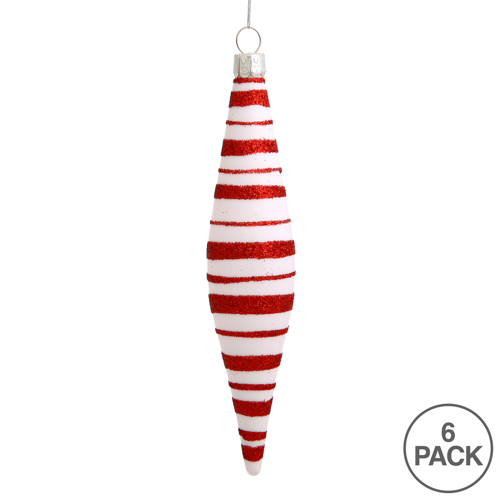 5.5 Inch Red White Candy Cane Icicle Drop Christmas Ornament