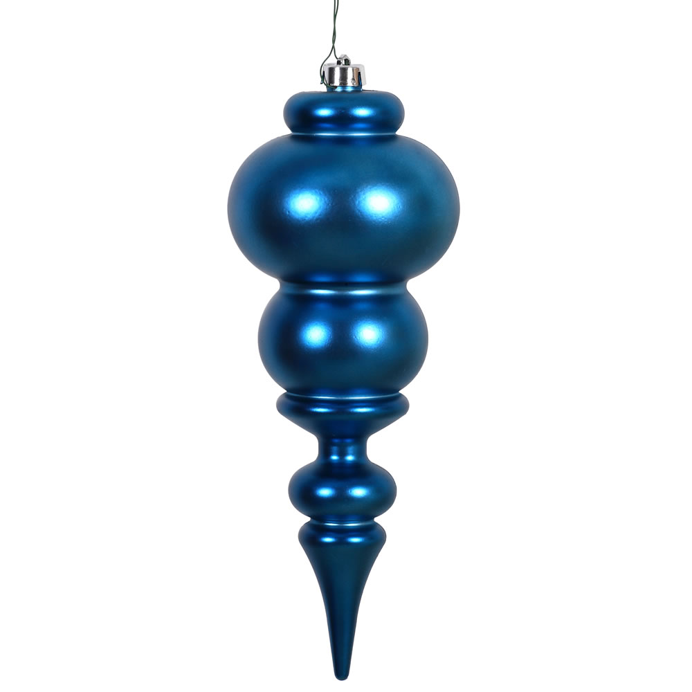 14 Inch Sea Blue Matte Finial Christmas Ornament Shatterproof UV