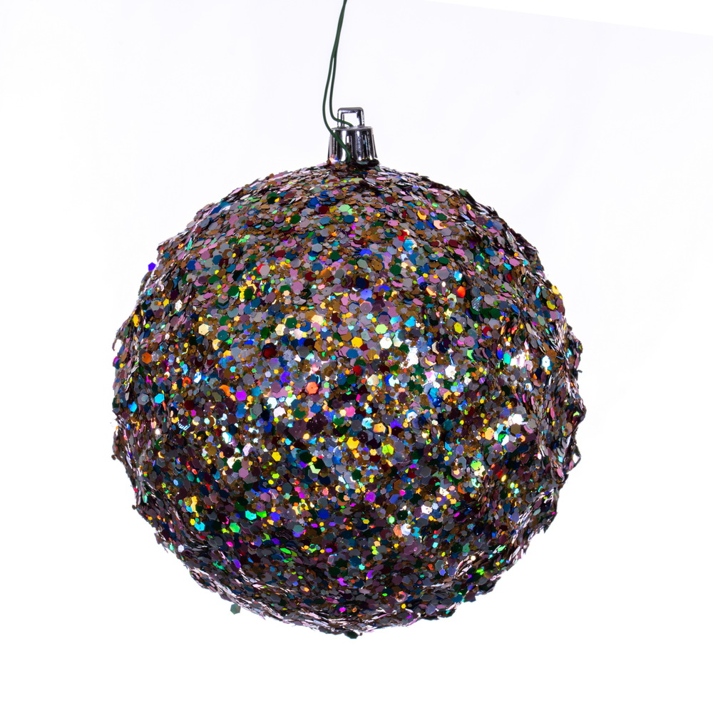 Christmastopia.com 4.75 Inch Multi-Color Sequin Matte Glitter Round Christmas Ball Ornament Shatterproof