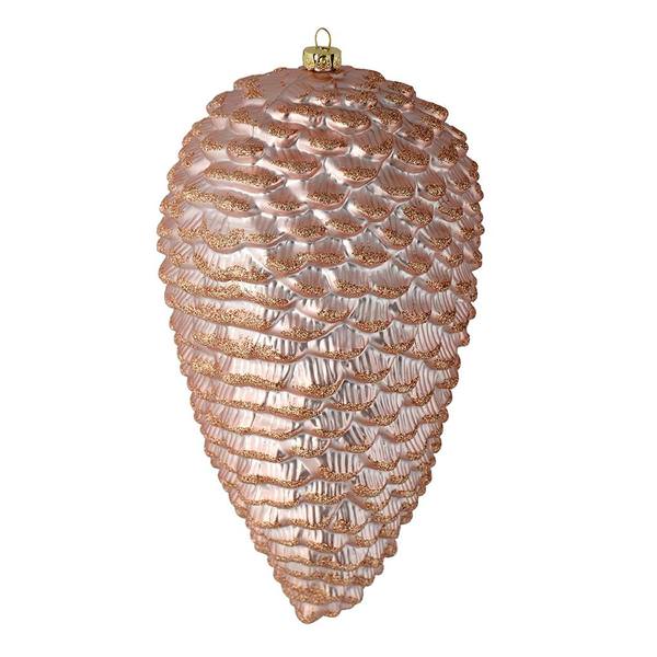 10 Inch Rose Gold Matte Glitter Pine Cone Christmas Ornament Set of 2