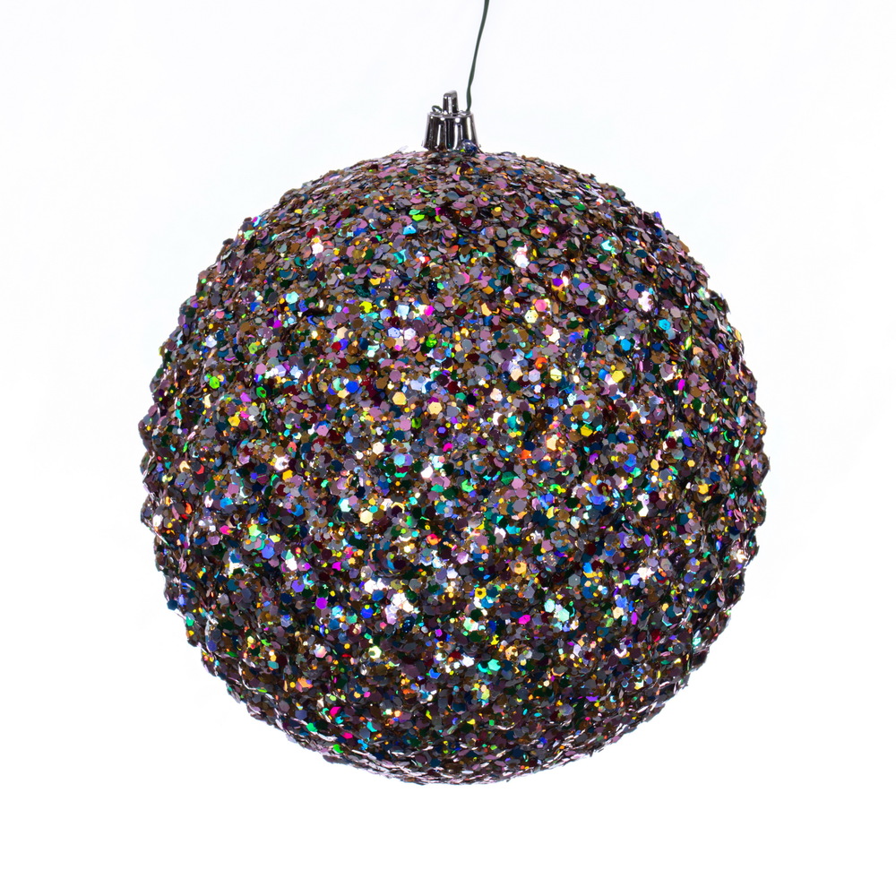 6 Inch Multi Color Durian Sequin Glitter Round Christmas Ball Ornament Shatterproof