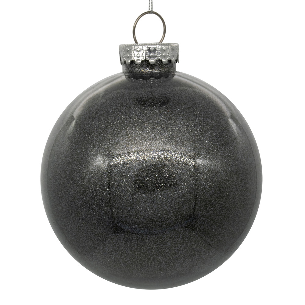 Christmastopia.com 3 Inch Pewter Glitter Clear Round Christmas Ball Ornament Shatterproof