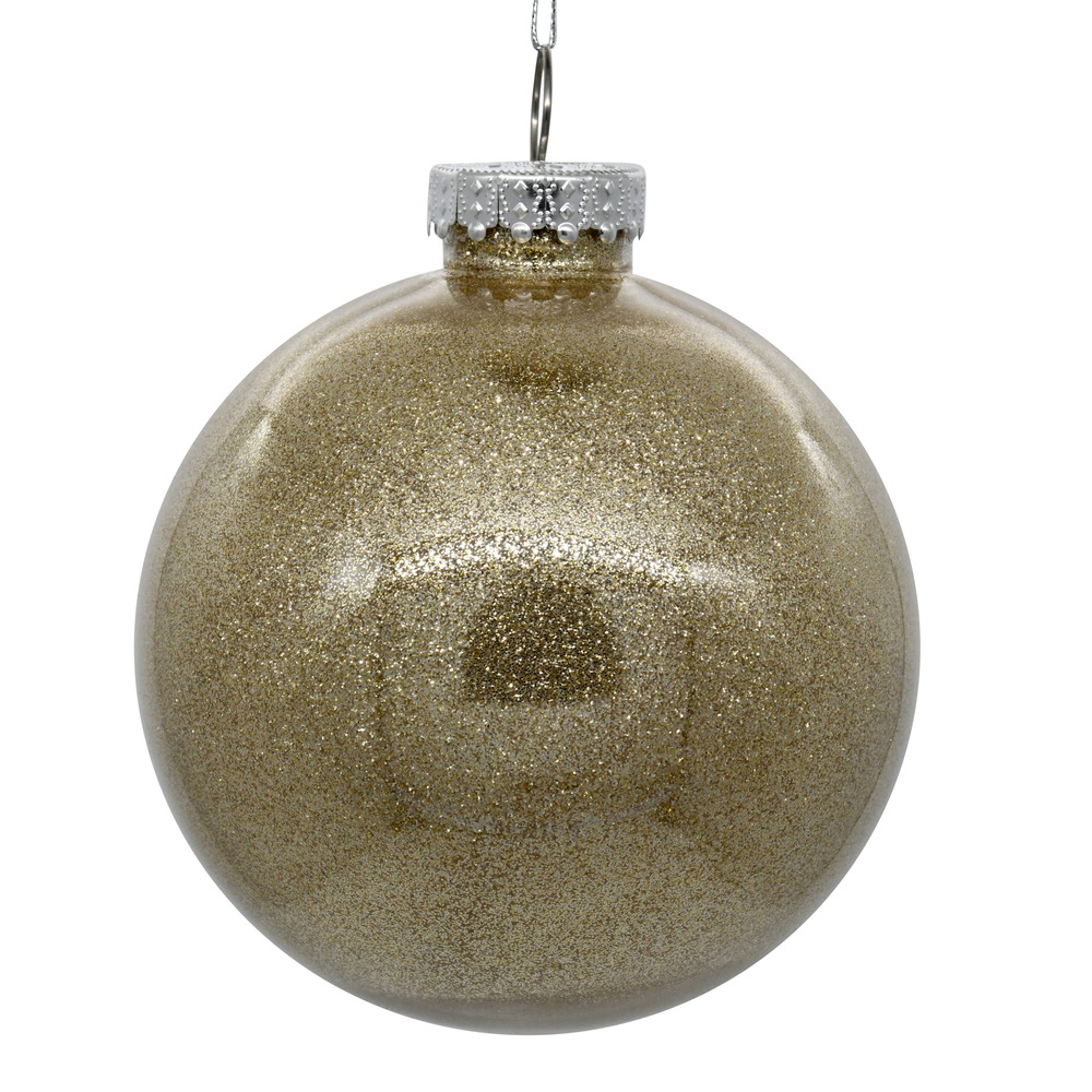 4 Inch Oat Ball Glitter Round Christmas Ball Ornament Shatterproof