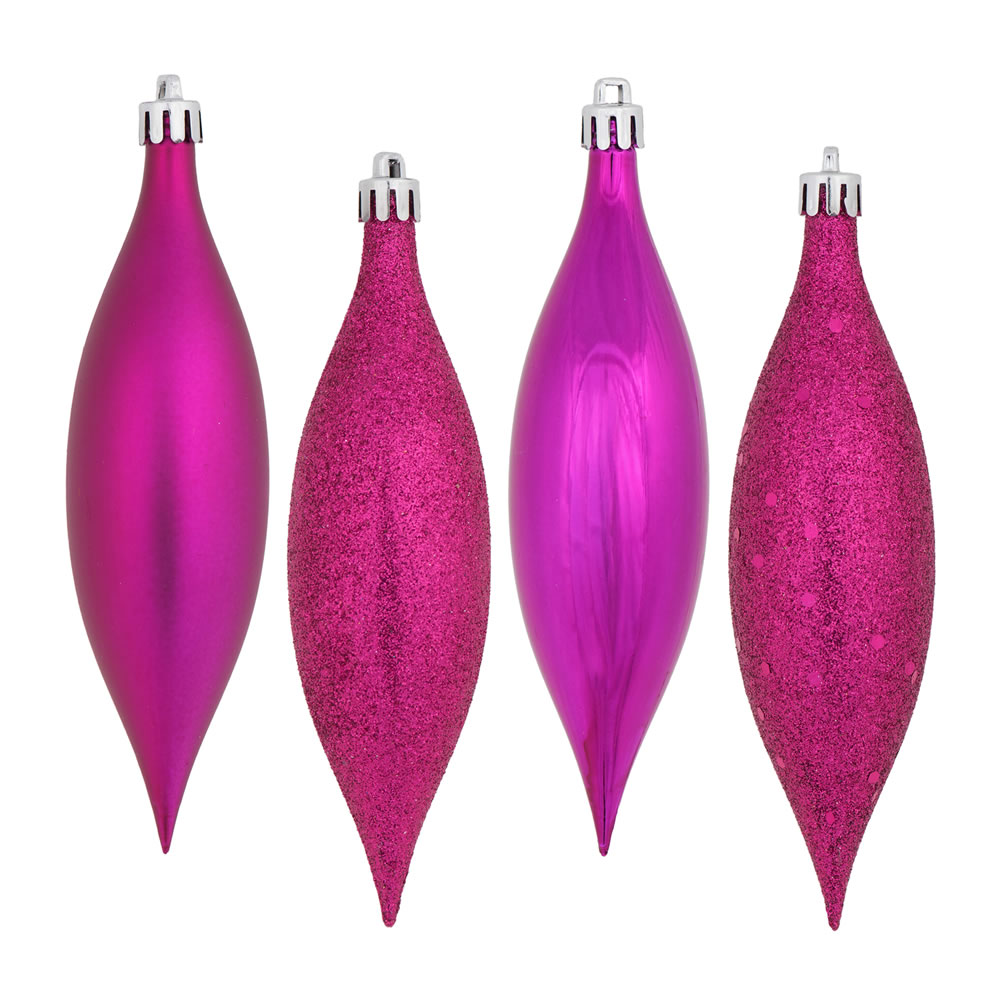 5.5 Inch Fuchsia Drop Christmas Ornament Assorted Finishes
