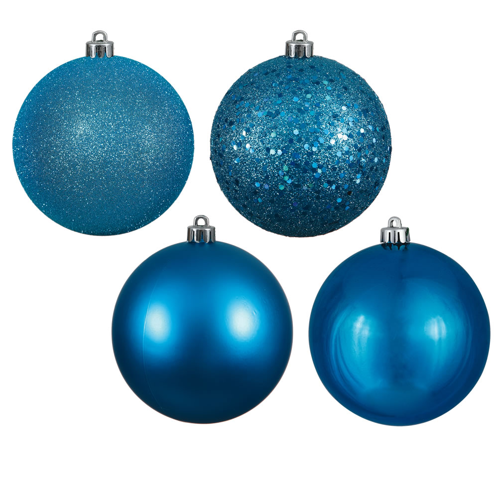 1 Inch Turquoise Round Christmas Ball Ornament Assorted Finishes Shatterproof