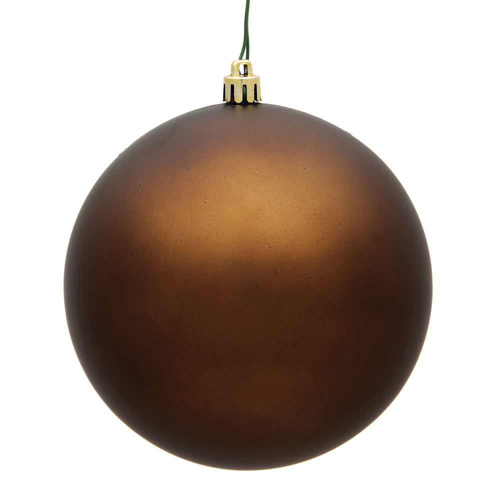 2.4 Inch Mocha Matte Finish Round Christmas Ball Ornament Shatterproof UV