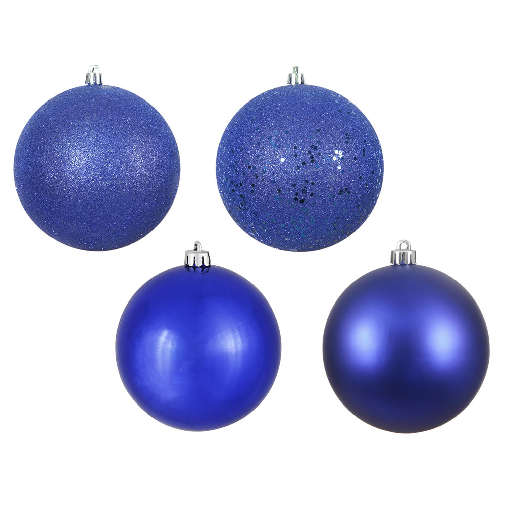 2.4 Inch Cobalt Blue Round Ornament Assorted Finishes 2 per Set4