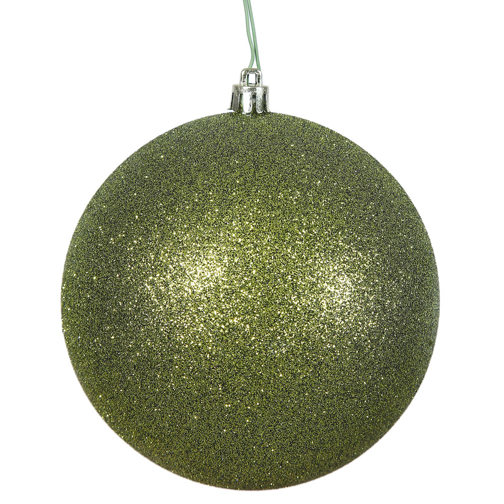 Christmastopia.com 2.75 Inch Olive Glitter Ball Drilled 12 per Set