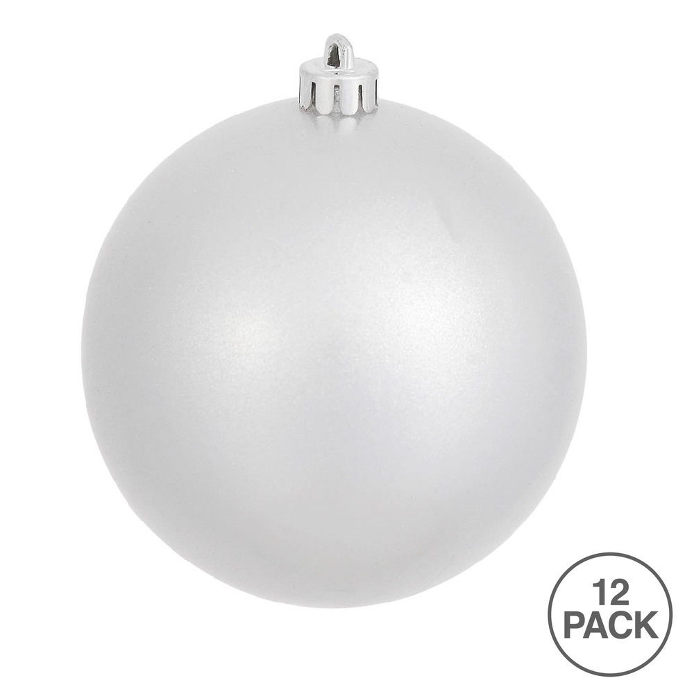 3 Inch Silver Candy Round Christmas Ball Ornament Shatterproof UV
