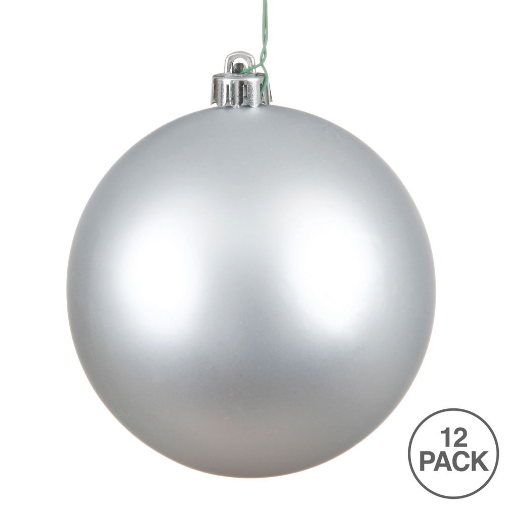 3 Inch Silver Matte Round Christmas Ball Ornament Shatterproof UV