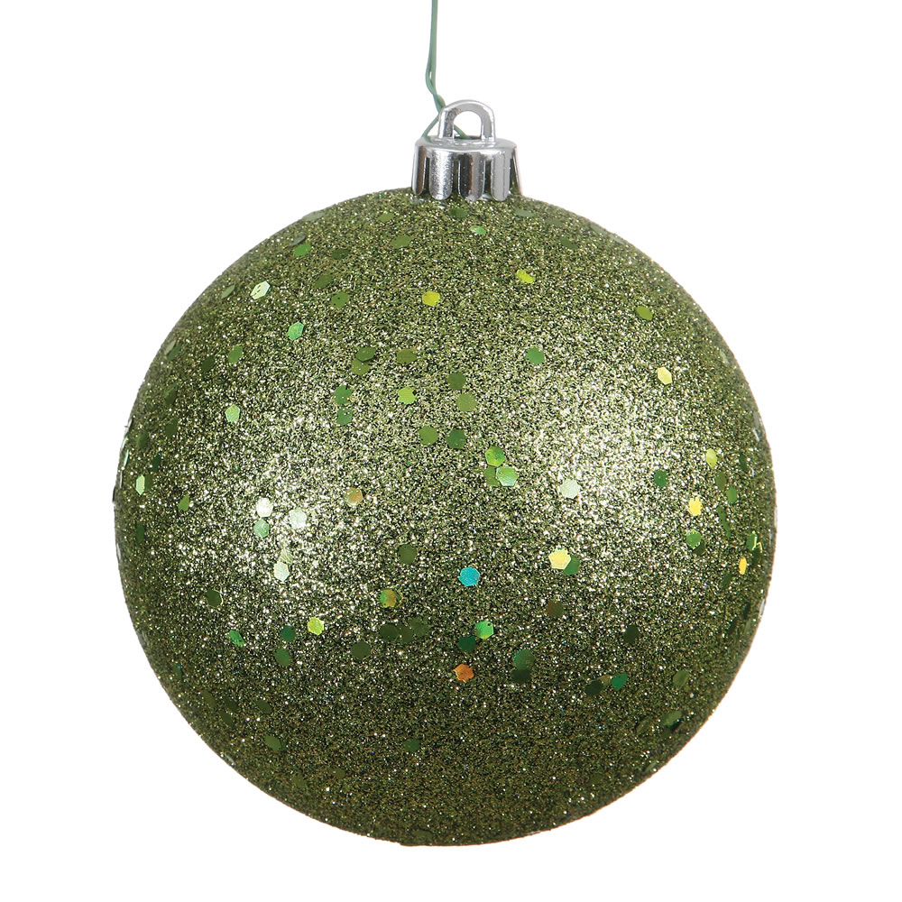 Christmastopia.com 4 Inch Olive Sequin Round Ornament 6 per Set