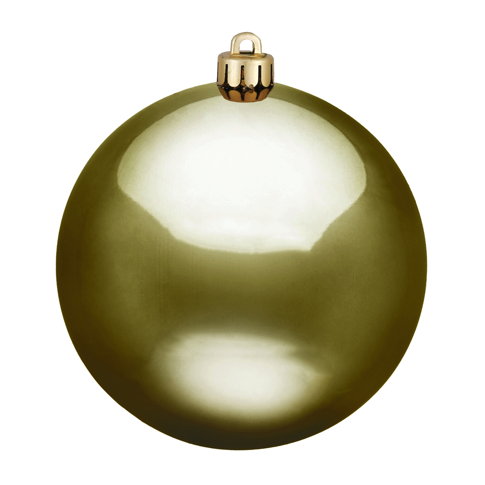 4 Inch Olive Shiny Round Ornament 6 per Set