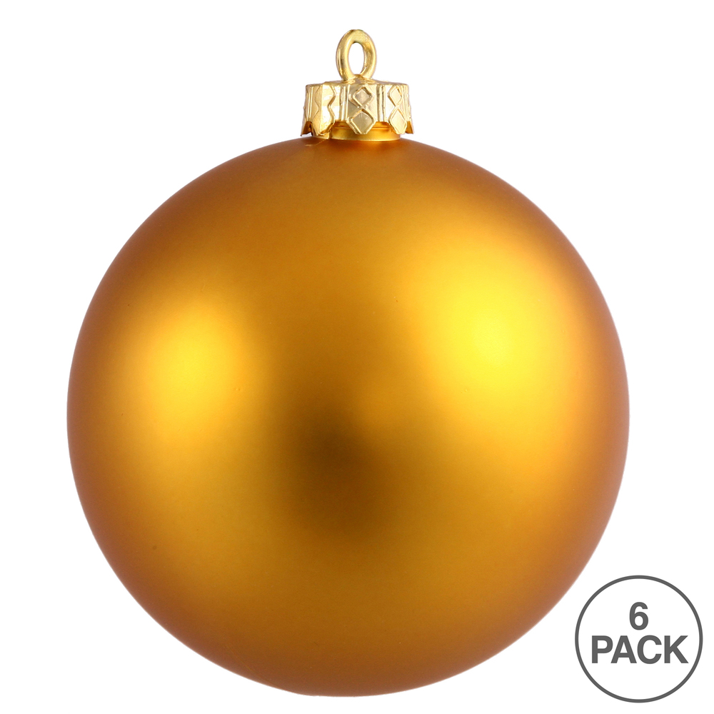 4 Inch Antique Gold Matte Round Christmas Ball Ornament Shatterproof