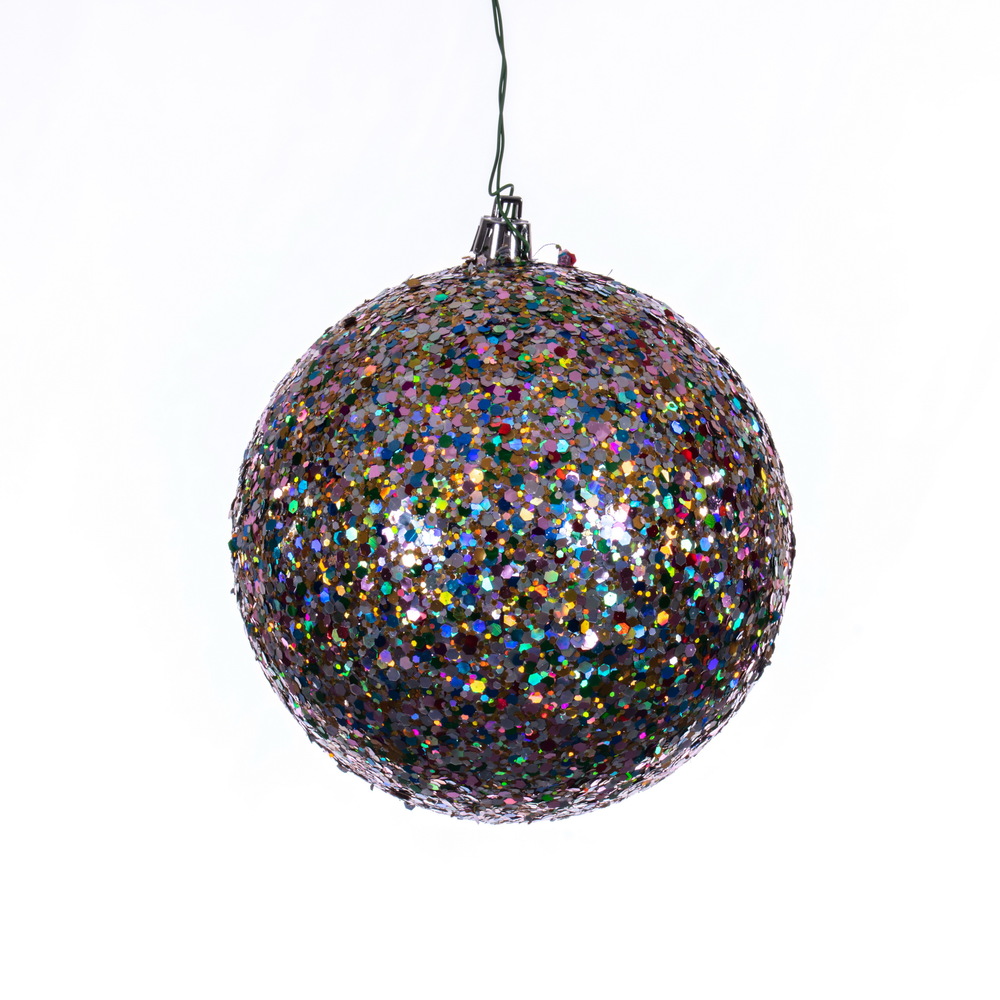 4.75 Inch Multi-Color Sequin Glitter Round Christmas Ball Ornament Shatterproof