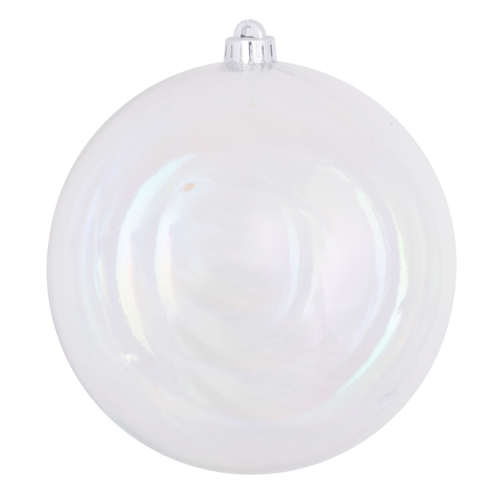 6 Inch Clear Iridescent Round Christmas Ball Ornament Shatterproof