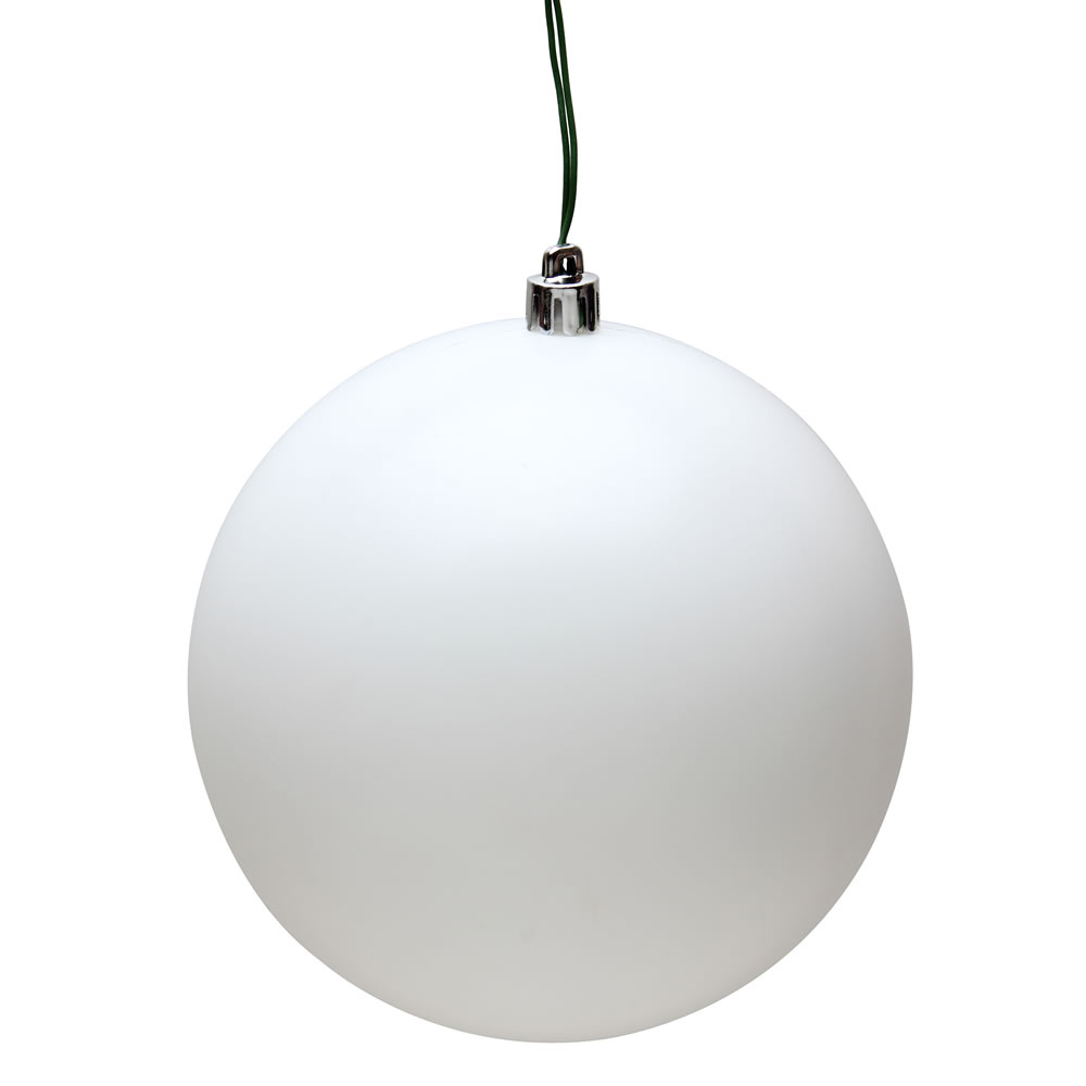 6 Inch White Matte Round Christmas Ball Ornament Shatterproof