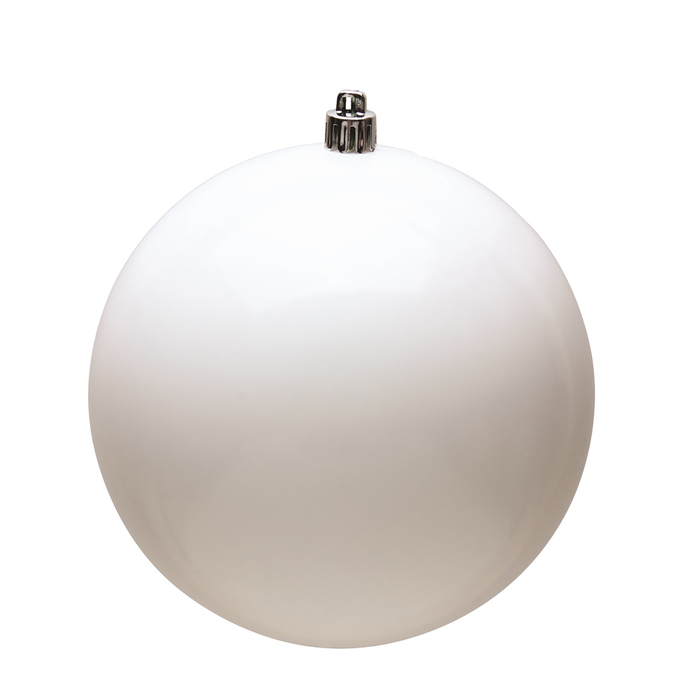 6 Inch White Shiny Round Christmas Ball Ornament Shatterproof