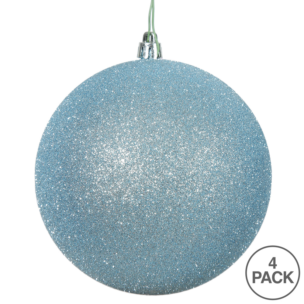 6 Inch Baby Blue Glitter Round Christmas Ball Ornament Shatterproof UV