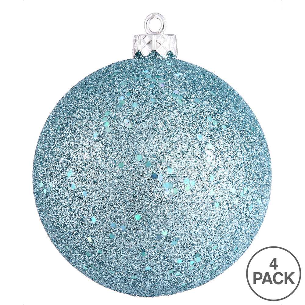 6 Inch Baby Blue Sequin Round Christmas Ball Ornament Shatterproof