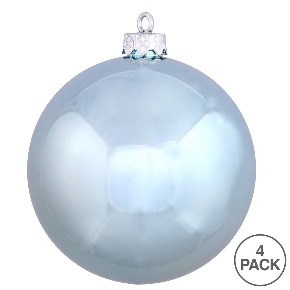 6 Inch Baby Blue Shiny Round Christmas Ball Ornament Shatterproof UV