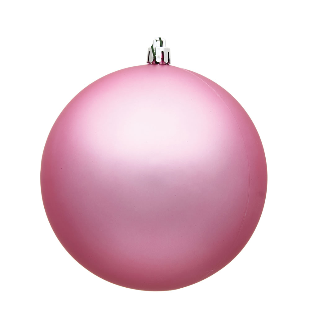 Christmastopia.com - 6 Inch Pink Matte Round Christmas Ball Ornament Shatterproof UV 4 per Set