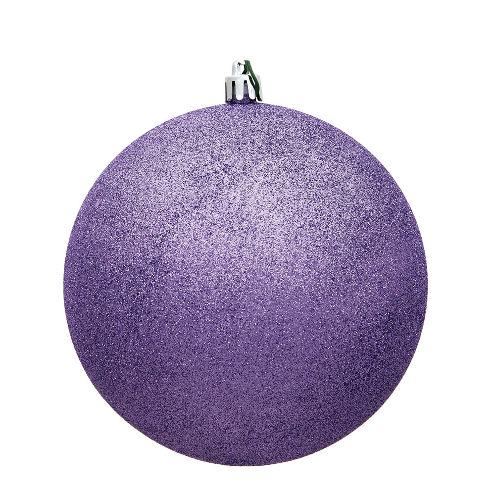 6 Inch Lavender Glitter Round Christmas Ball Ornament Shatterproof