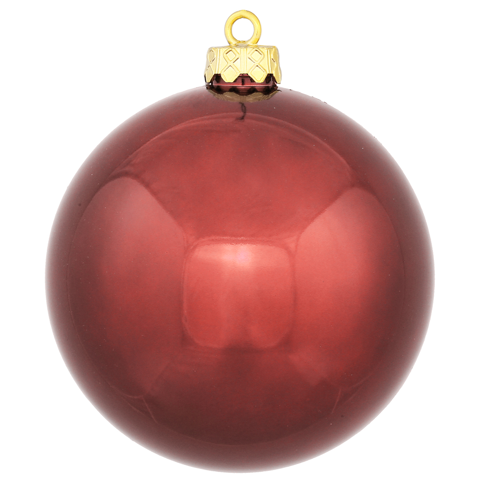 8 Inch Wine Shiny Christmas Ball Ornament Shatterproof UV