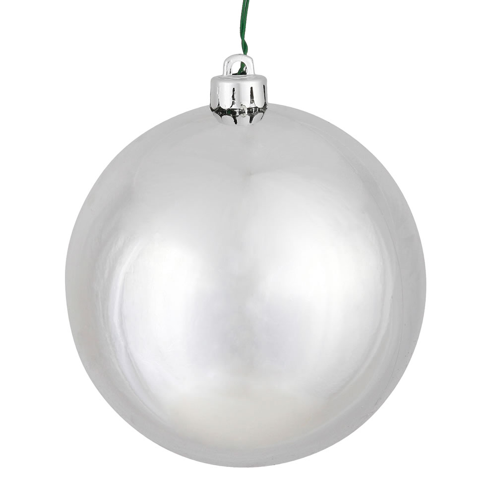 10 Inch Silver Shiny Round Christmas Ball Ornament Shatterproof UV