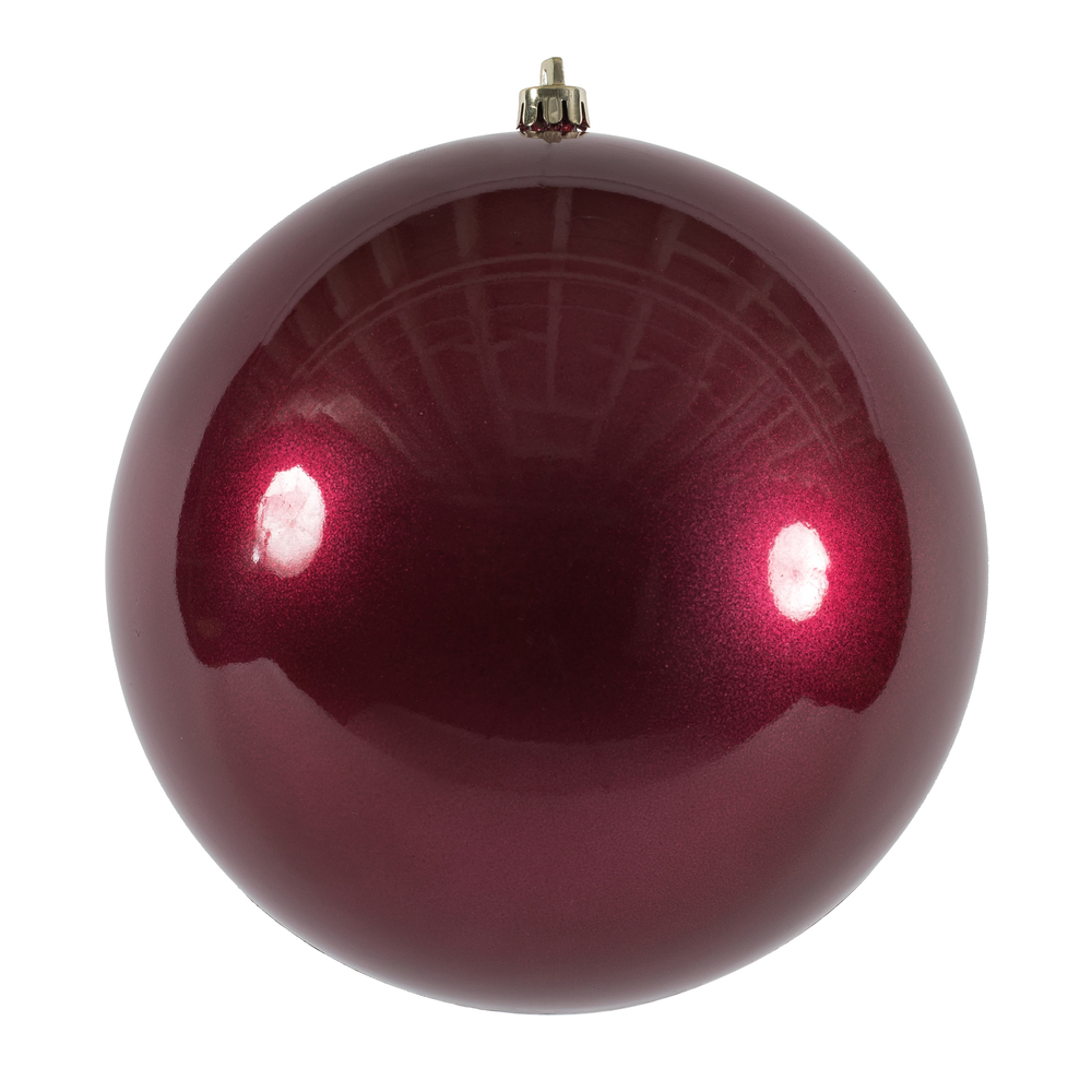 12 Inch Berry Red Candy Christmas Ball Ornament with UV Drilled Cap