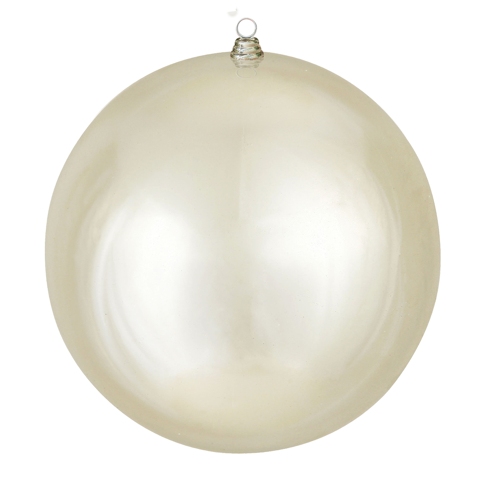 15.75 Inch Champagne Shiny Glitter Round Christmas Ball Ornament Shatterproof