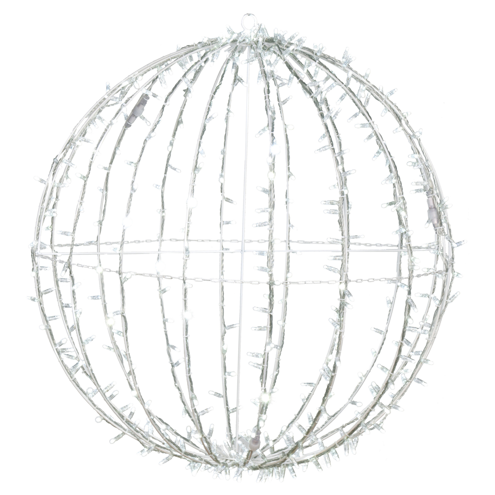 40 Inch Fold Flat Cool White Jumbo Hanging Sphere LED Lighted Outdoor Christmas Decoration