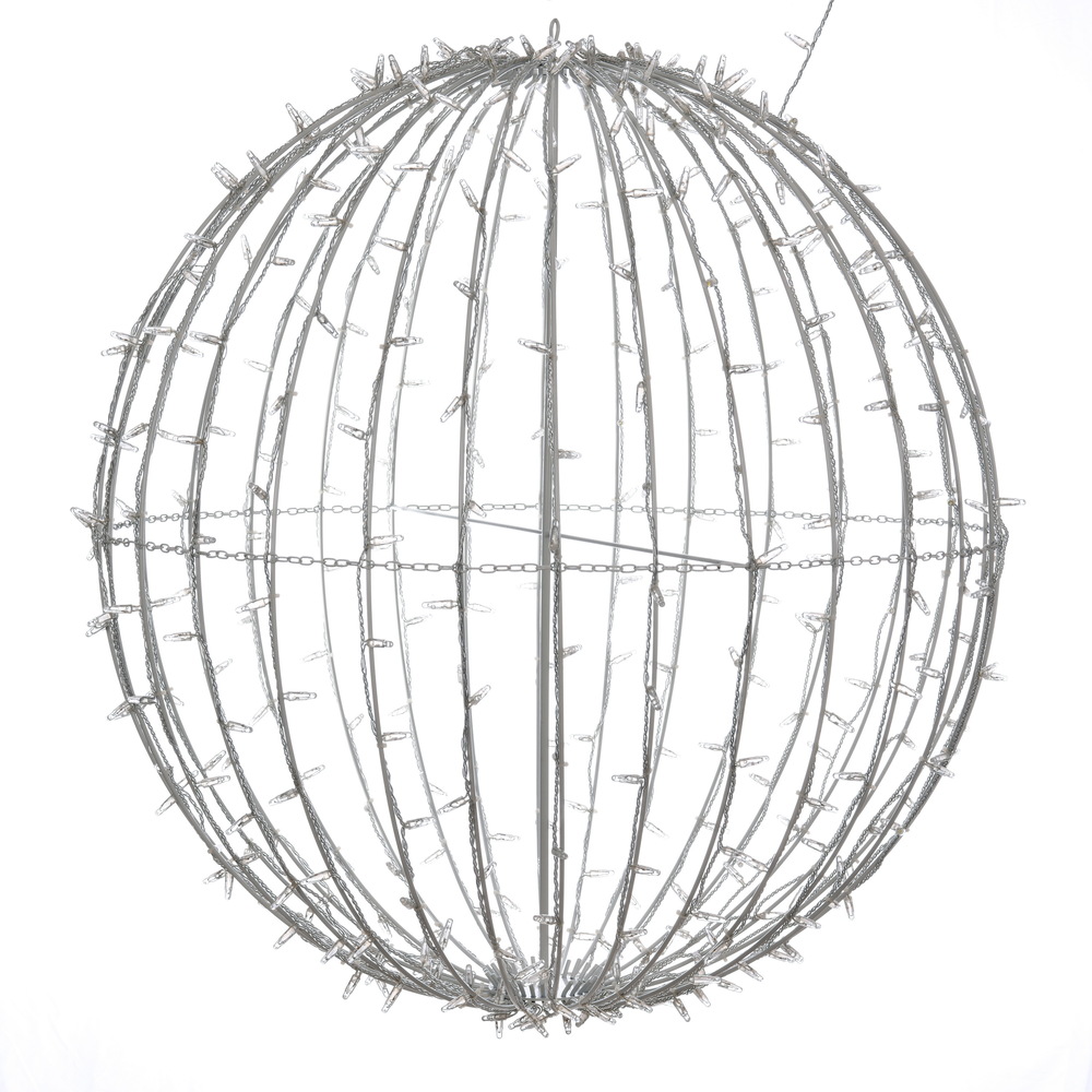 40 Inch Fold Flat Pure White Jumbo Hanging Sphere LED Lighted Outdoor Christmas Decoration