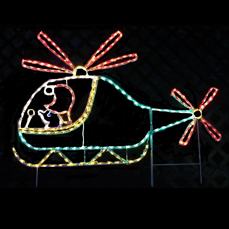 Animated Elf in Helicopter LED Lighted Outdoor Christmas Decoration