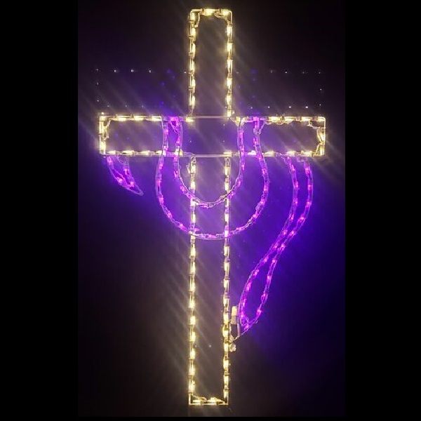 Cross with Drape LED Lighted Outdoor Easter Decoration