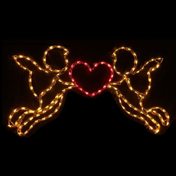 Cupids Holding Heart LED Lighted Outdoor Valentines Day Decoration