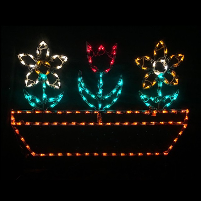 Flower Pot LED Lighted Outdoor Spring Floral Decoration