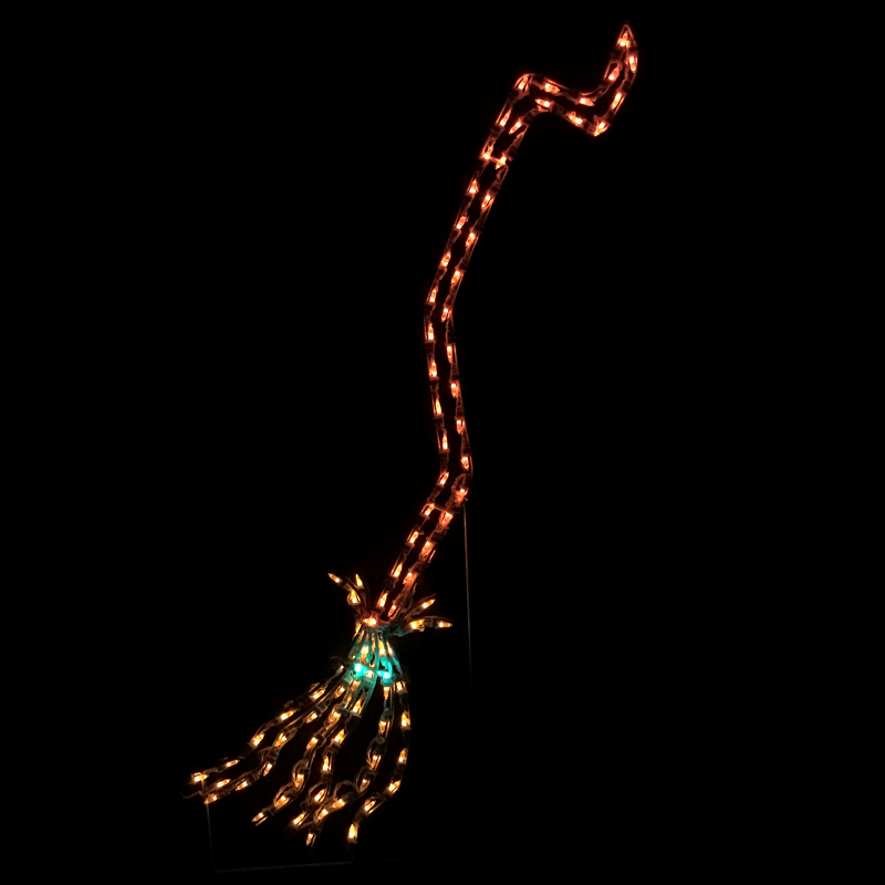Witchs Broom LED Lighted Outdoor Halloween Decoration