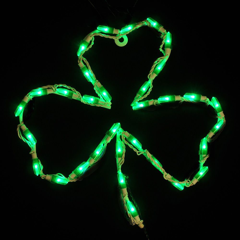 Shamrock Small LED Lighted Outdoor St Patricks Day Decoration Set Of 2
