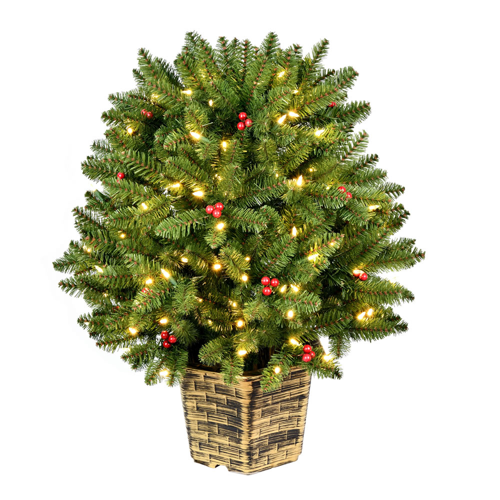 3.5 Foot Tifton Globe Artificial Potted Tree - 150 DuraLit LED Warm White Mini Lights