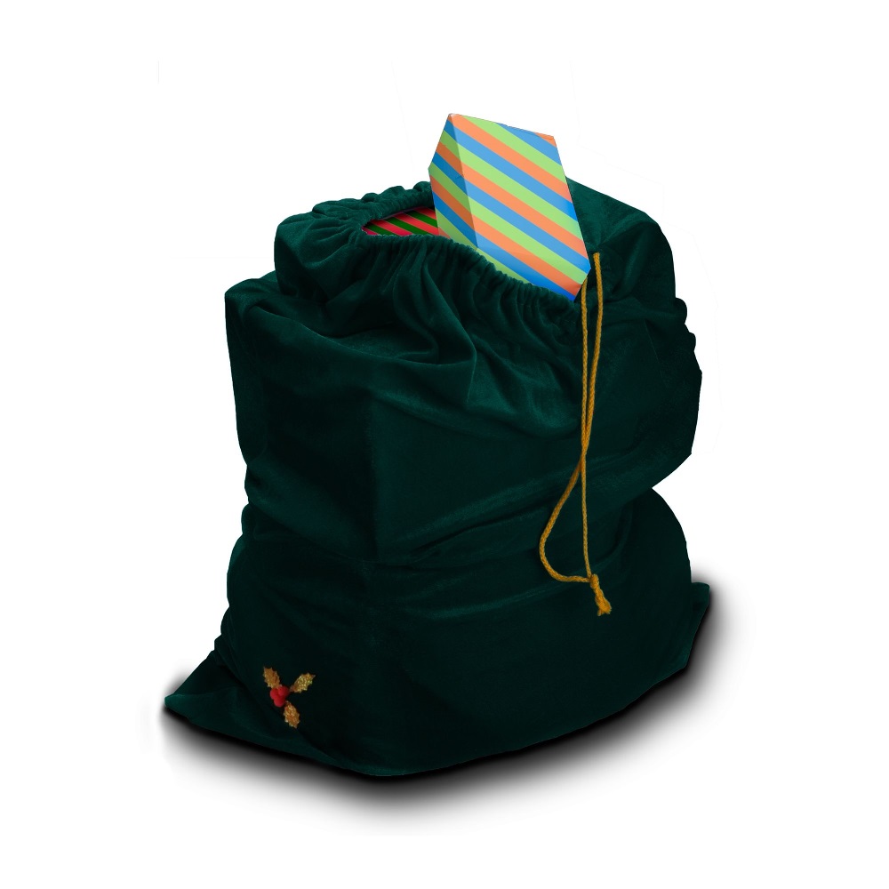 Santa Claus Drawstring Gift Bag in Green