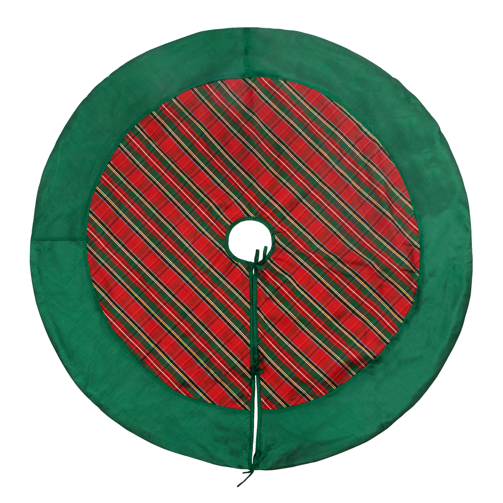 52 Inch Red Green Plaid Decorative Christmas Tree Skirt