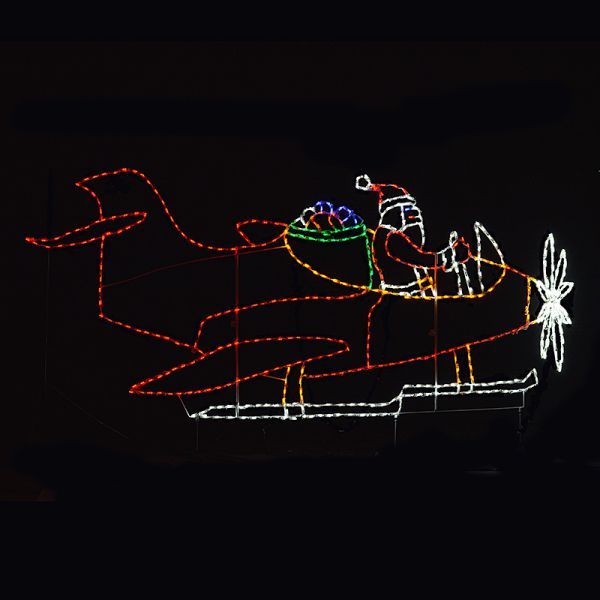 Santa Claus In Aeroplane Animated LED Lighted Outdoor Christmas Decoration