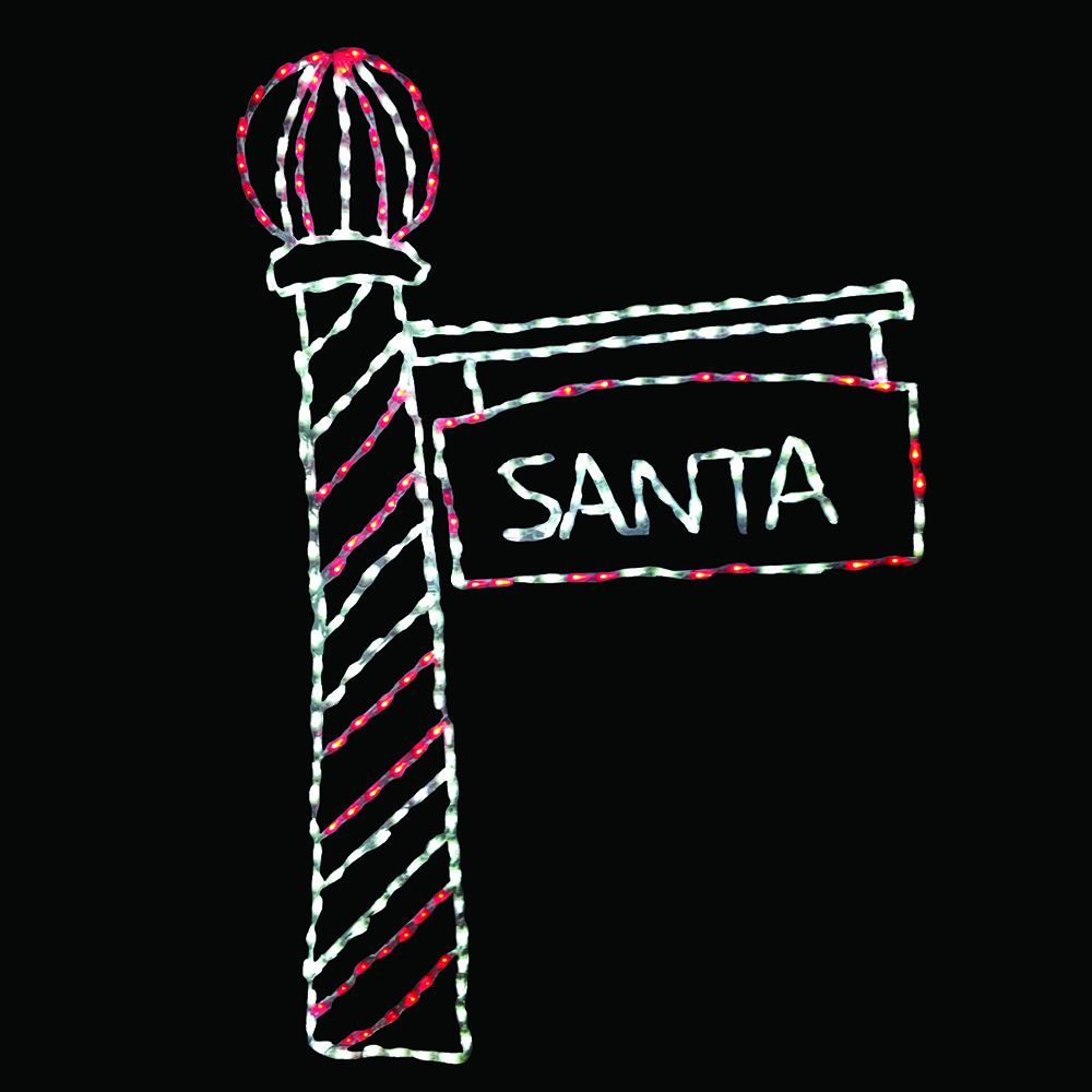 Santa Light Pole LED Lighted Outdoor Christmas Sign Decoration