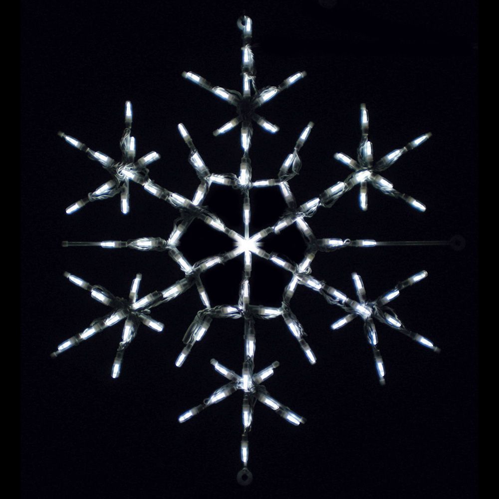 Snowflake Star White LED Lighted Outdoor Christmas Decoration Set Of 3