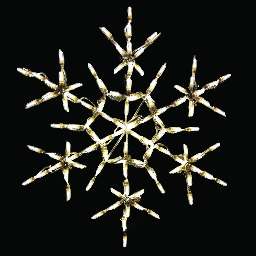 Warm White LED Snowflake Lighted Christmas Decoration Set Of 3