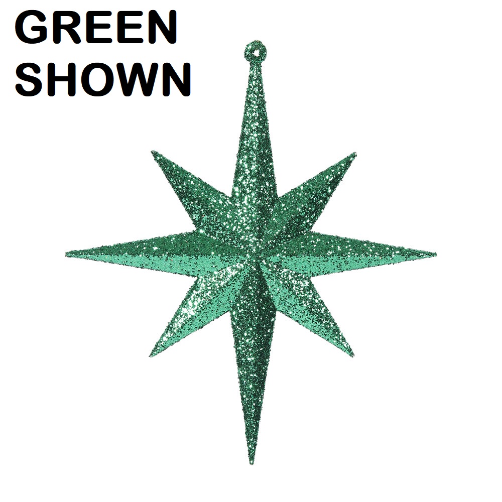 8 Inch Emerald Iridescent Glitter Bethlehem Star Christmas Ornament