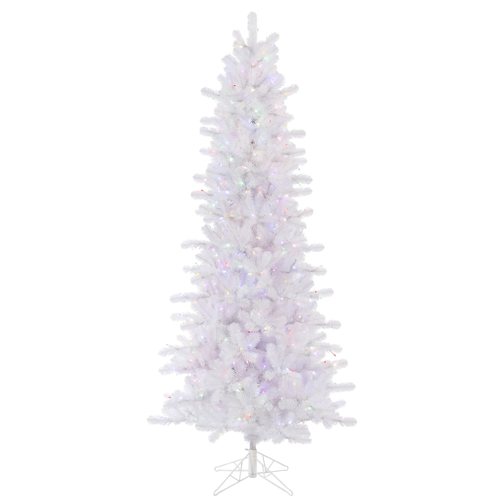 Christmastopia.com 12 Foot Crystal White Pine Slim Artificial Christmas Tree 1500 LED M5 Italian Multi Color Mini Lights