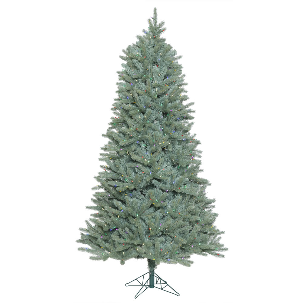 12 Foot Colorado Blue Spruce Slim Artificial Christmas Tree 2000 DuraLit LED Multi Color Italian Mini Lights